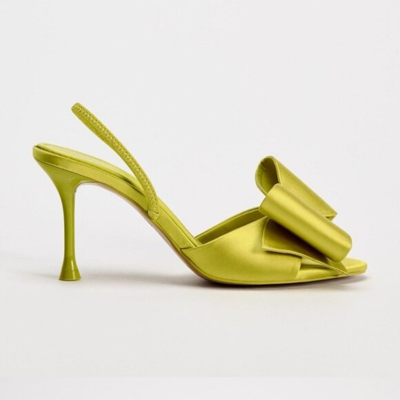 SATIN EFFECT BOW HIGH HEEL SANDALS - Picture 4 of 5